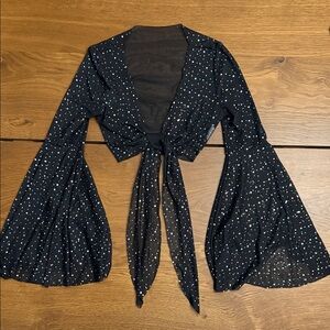 EVERYTHING $10: Black Sparkly Women's Wrap Blouse